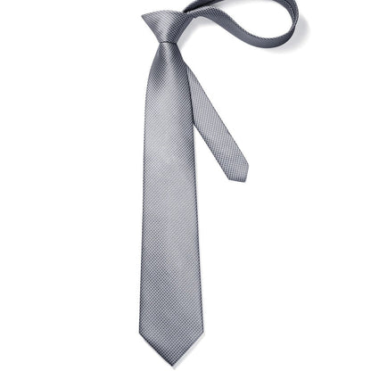 Polka Dot Tie Handkerchief Set - A4-GREY/SILVER