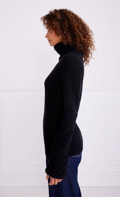 Honeycomb Knit Jumper - Black