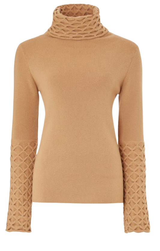 Honeycomb Knit Jumper - Camel