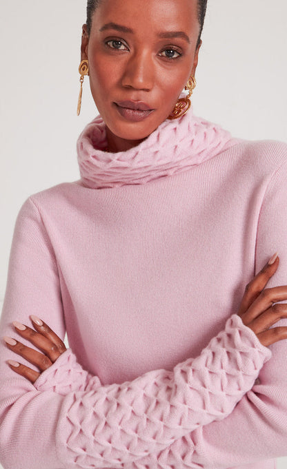 Honeycomb Knit Jumper - Pale Rose