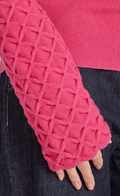 Honeycomb Knit Jumper - Raspberry