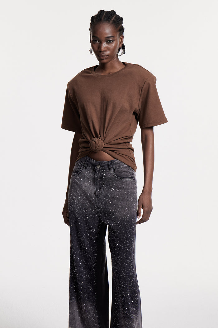 Jemma Ruch Twist T Shirt In Brown