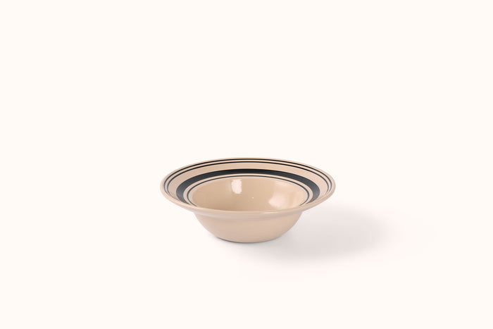 JOHN JULIAN BLACK LINEN STRIPE STONEWEAR DINNERWARE