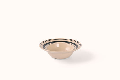 JOHN JULIAN BLACK LINEN STRIPE STONEWEAR DINNERWARE