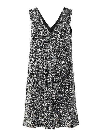 KINNE SEQUIN MINI DRESS (BLACK/SILVER)
