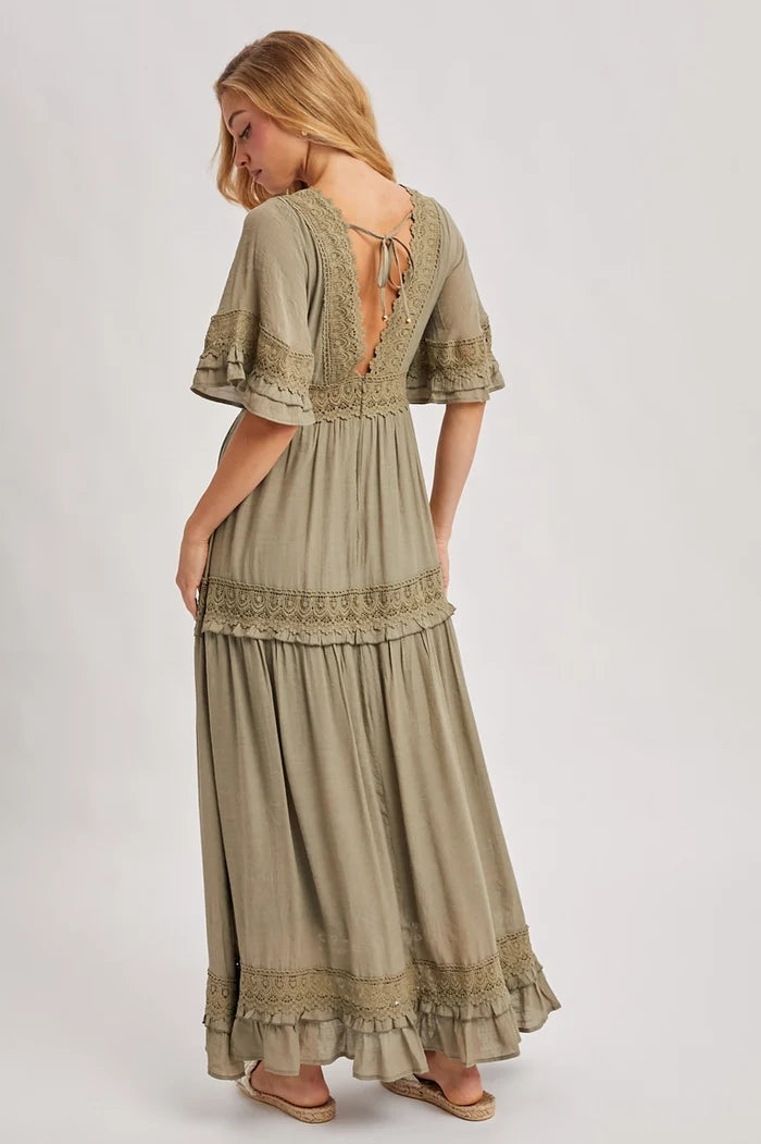 Lace Trim Maxi Dress - Adored A Lovely Boutique