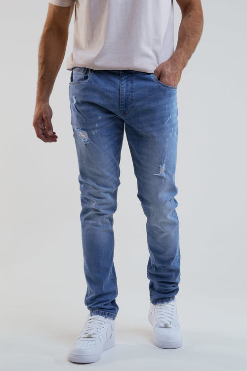 Legacy Taper Fit Stretch Denim Jeans - Light Blue