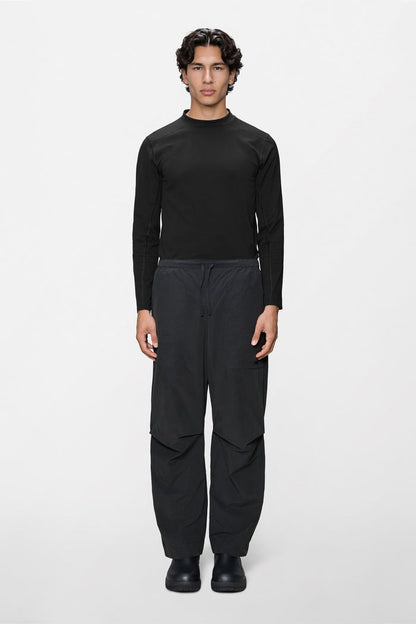 RAINS Light Woven Pants Wide Black Pants