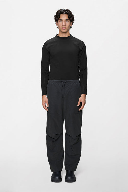 RAINS Light Woven Pants Wide Black Pants