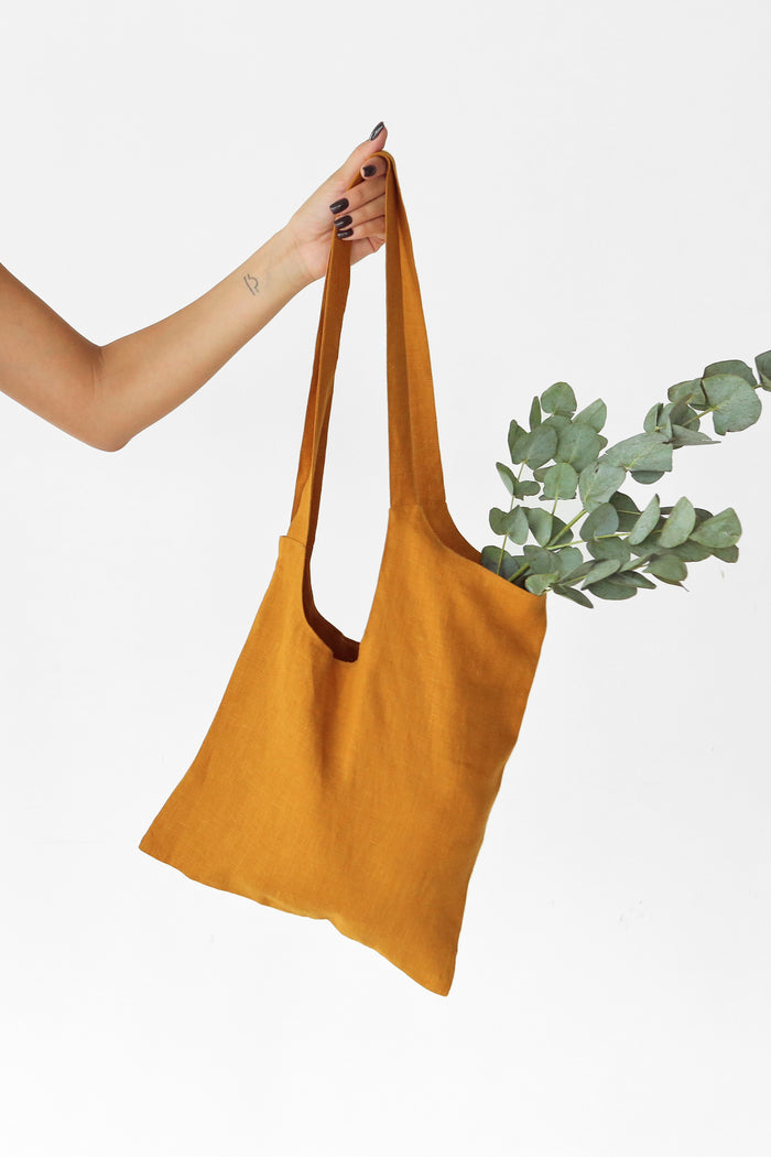 Linen Tote Bag GRANO in Saffron