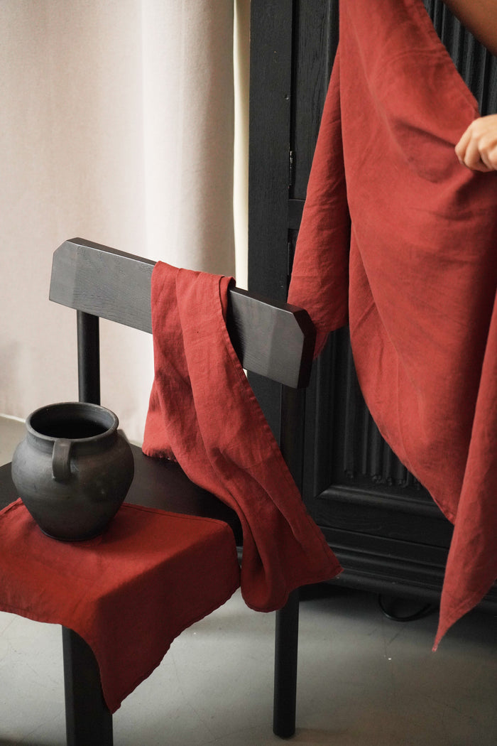 Linen Towel Set of 3 in Terracotta: Beach & Spa