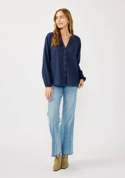 Long Sleeve Button Down Raglan Blouse - Adored A Lovely Boutique