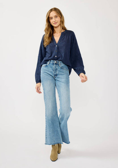 Long Sleeve Button Down Raglan Blouse - Adored A Lovely Boutique