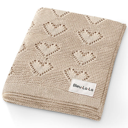 Luxury Cotton Receiving Swaddle Baby Blanket - Heart