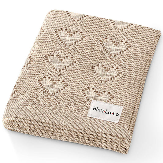 Luxury Cotton Receiving Swaddle Baby Blanket - Heart