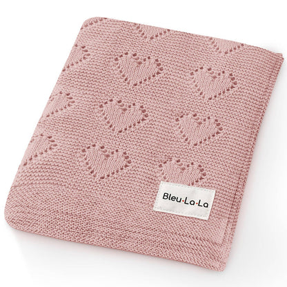 Luxury Cotton Receiving Swaddle Baby Blanket - Heart