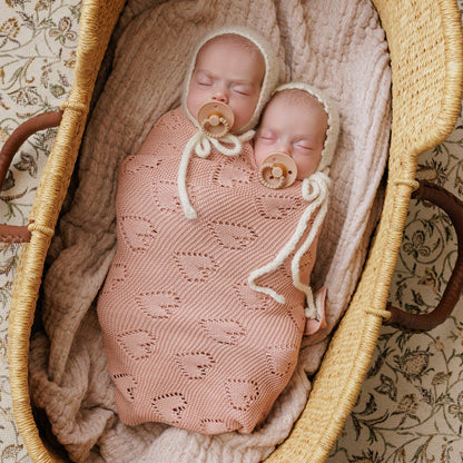 Luxury Cotton Receiving Swaddle Baby Blanket - Heart
