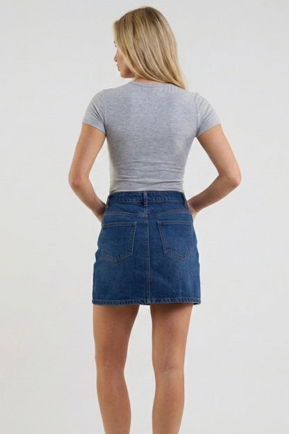 Lyla Seam Detail Denim Miniskirt - Indigo