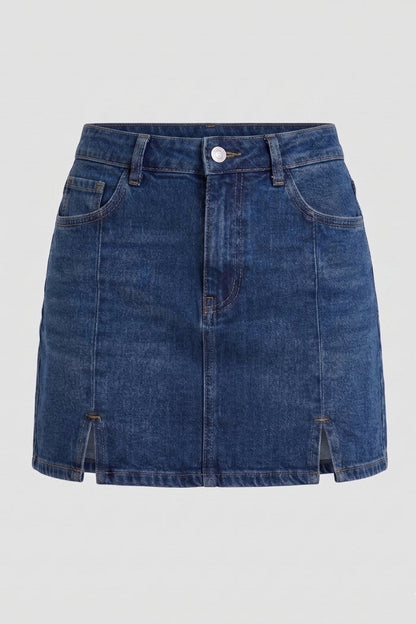 Lyla Seam Detail Denim Miniskirt - Indigo