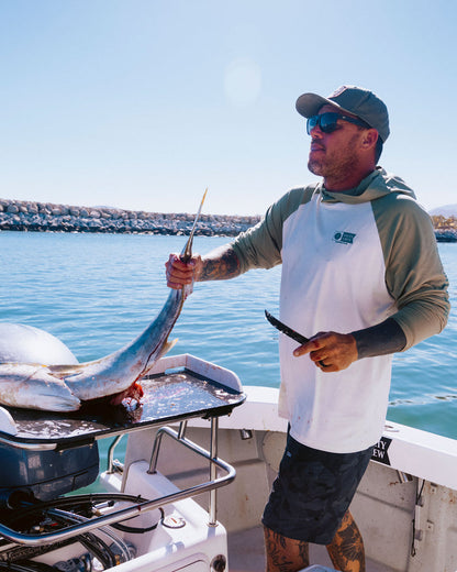 Mariner Hood Tech Tee - Birch Oil Green