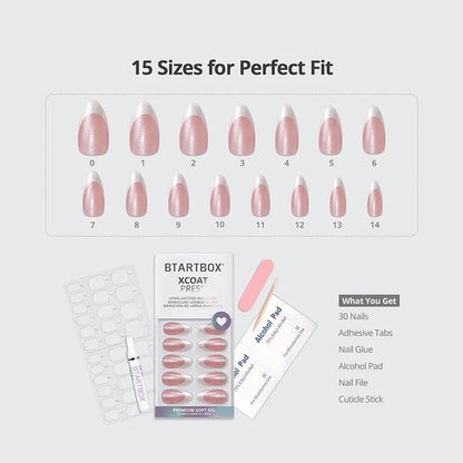 Medium Almond French Tip Glitter Press-On Nails