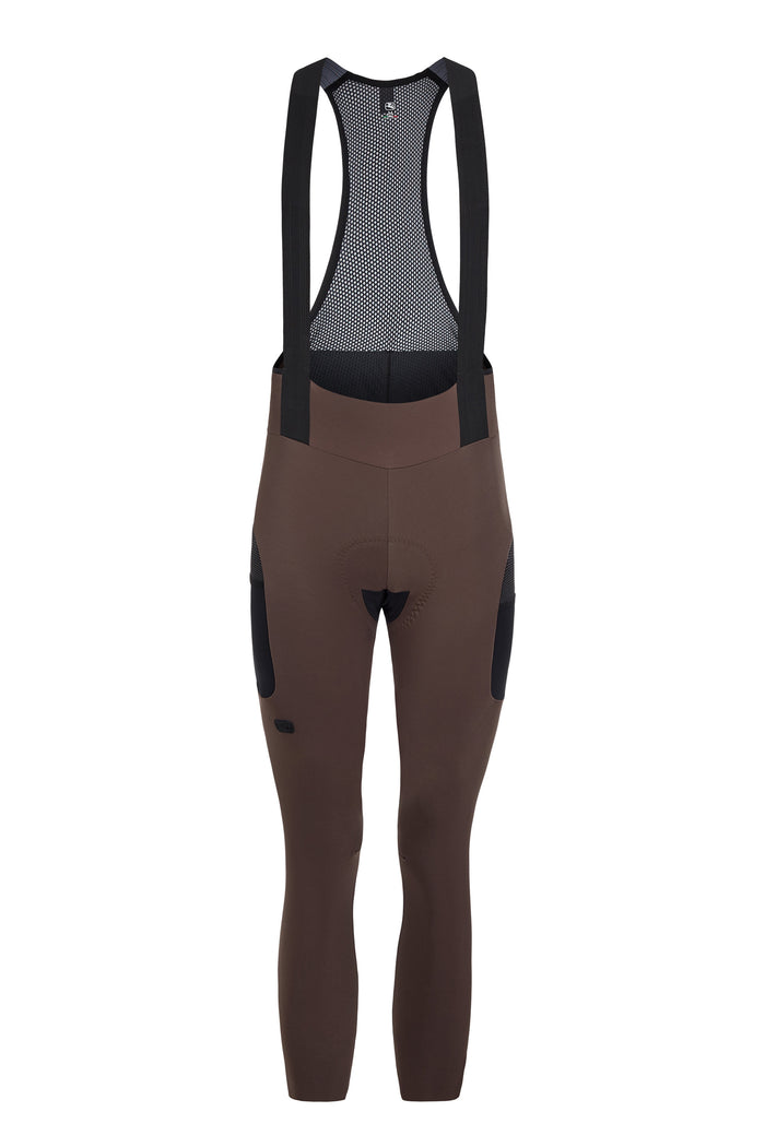 Men's Beyond Gravel Cargo Thermal Bib Tight by Giordana Cycling, SABLE BROWN, Made in Italy