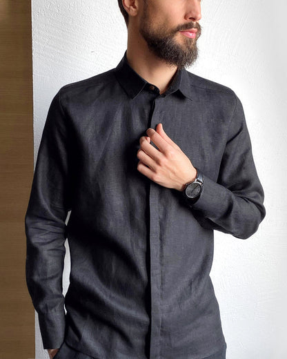Men’s Classic Collar Linen Shirt HOLLY - IN STOCK