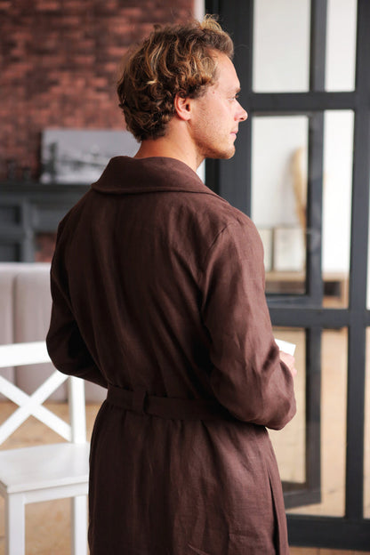 Men’s linen bathrobe JUNIPER LONG - IN STOCK
