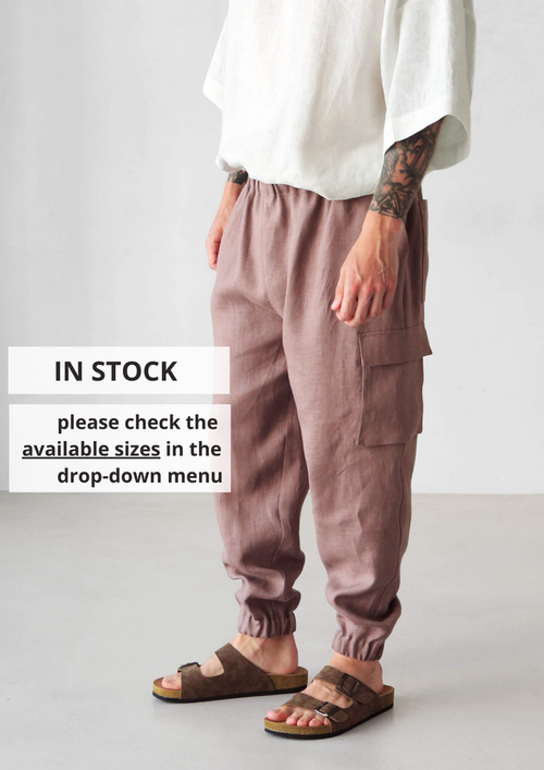 Men’s linen cargo pants SUMAC - IN STOCK