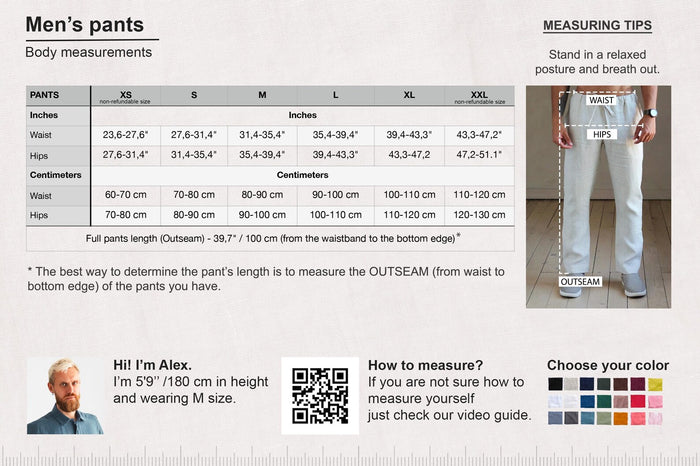 Men’s linen cargo pants SUMAC - IN STOCK