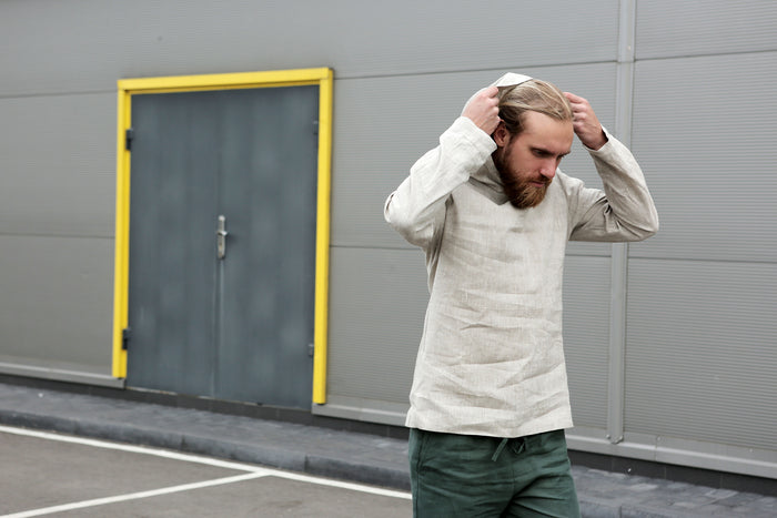 Men’s Linen Hoodie BALSA - IN STOCK