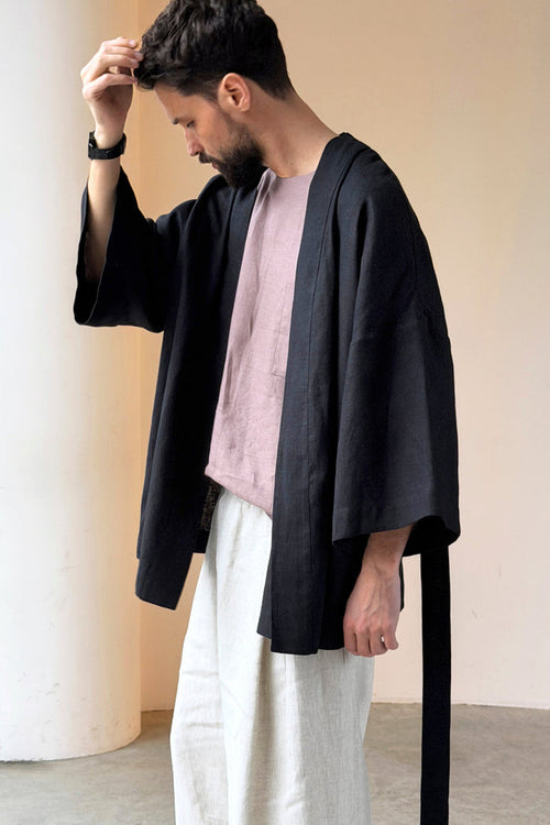 Men’s Linen Kimono Skirt ARIA in Black
