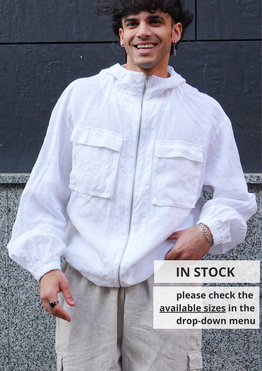 Men’s Linen Oversized Hooded Jacket Sycamore - IN STOCK