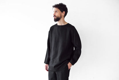 Men’s linen oversizes sweatshirt SAGE - IN STOCK