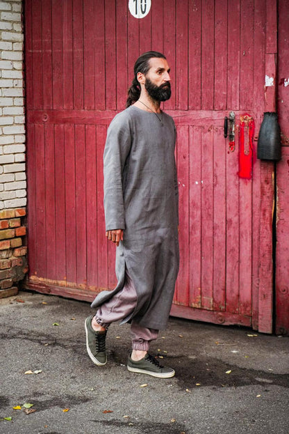 Men’s Long Linen T-Shirt, Kaftan LOTAN - IN STOCK