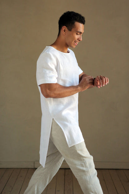 Men’s Long Linen T-Shirt LINDEN - IN STOCK