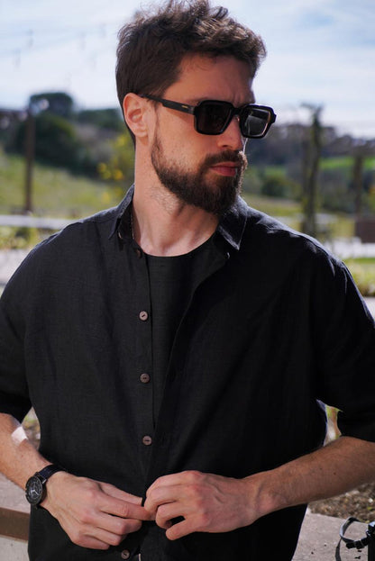 Men’s short sleeve linen shirt GARNET - IN STOCK