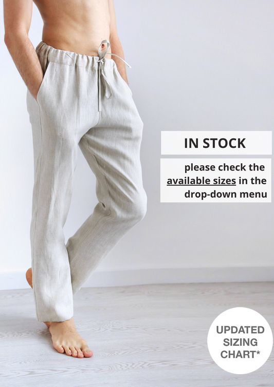 Men’s Straight Leg Linen Pants ASH - IN STOCK