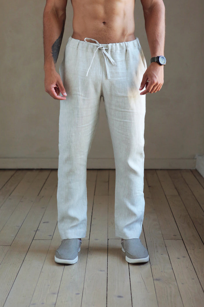 Men’s Straight Leg Linen Pants ASH - IN STOCK