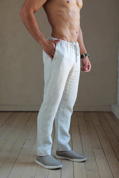 Men’s Straight Leg Linen Pants ASH - IN STOCK