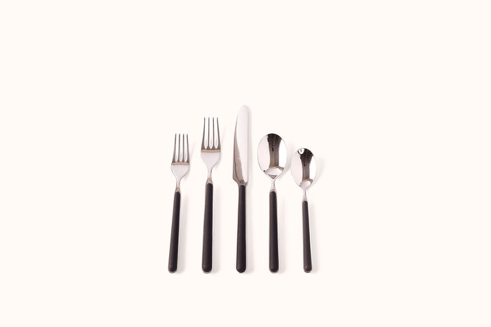 MEPRA BLACK ON POLISHED STAINLESS STEEL FANTASIA FLATWARE SET