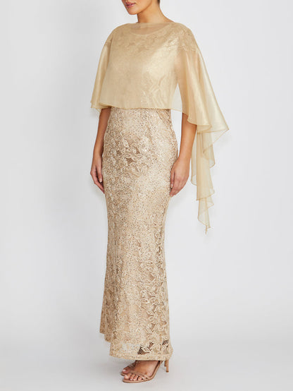 Milicent Champagne Sequin Lace Gown