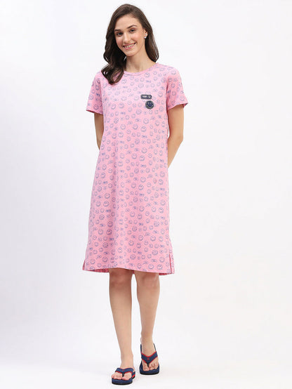 mSECRET Pink Smiley Print Cotton Nightdress