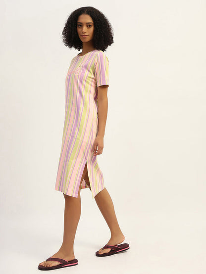 mSECRET Striped Pink Cotton Nightdress