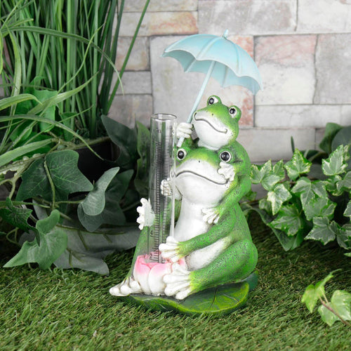 Novelty Frogs Rain Gauge Garden Ornament Resin Weather Fun