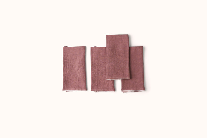 ONCE MILANO LINEN NAPKINS WITH ROLLED HEM SET OF 4