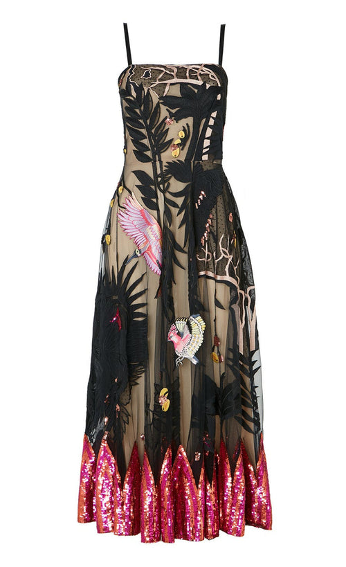 Opera Strappy Dress - Black Mix