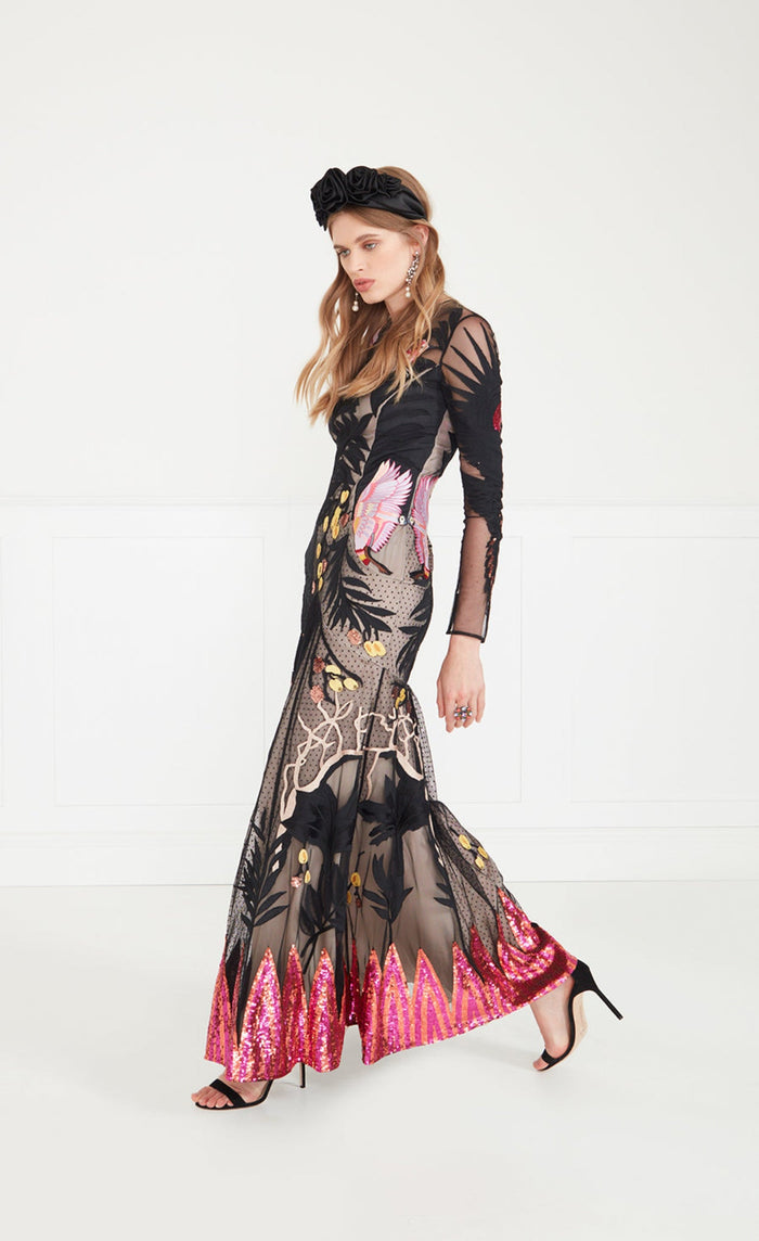 Opera Tattoo Dress - Black Mix