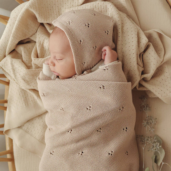 Organic Cotton Pointelle Swaddle Receiving Baby Blanket