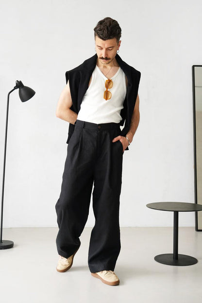 Palazzo Linen Pants ASPEN - IN STOCK